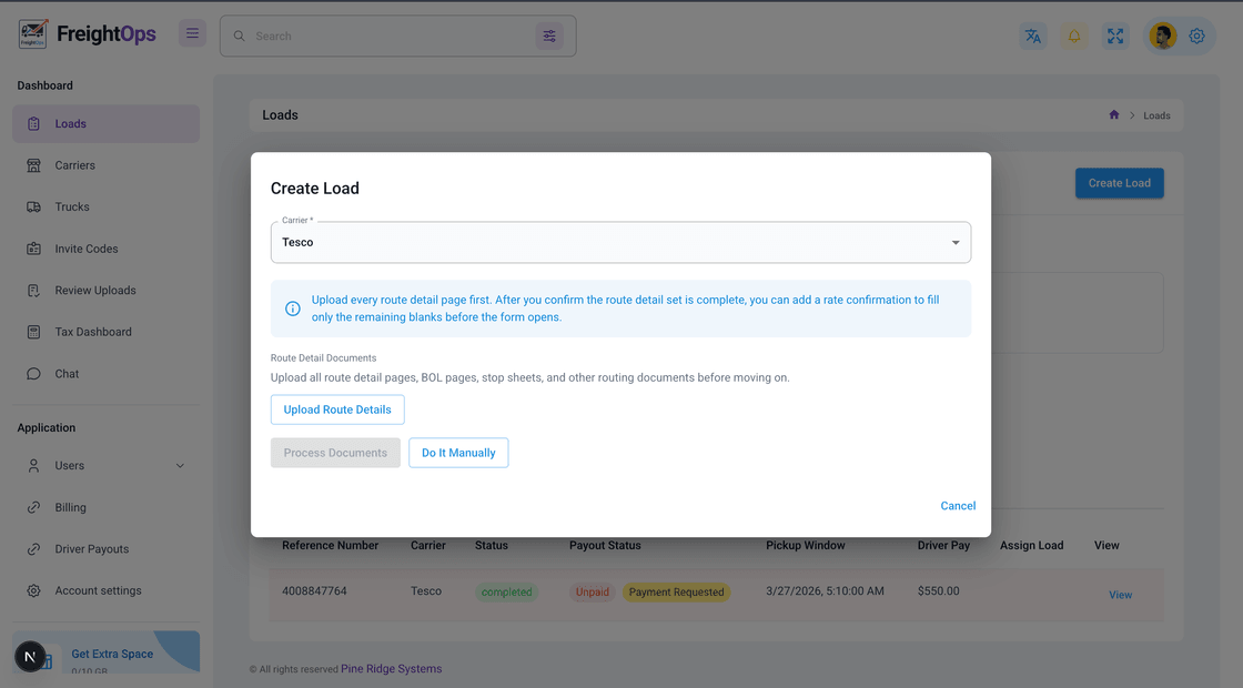 Load creation workspace