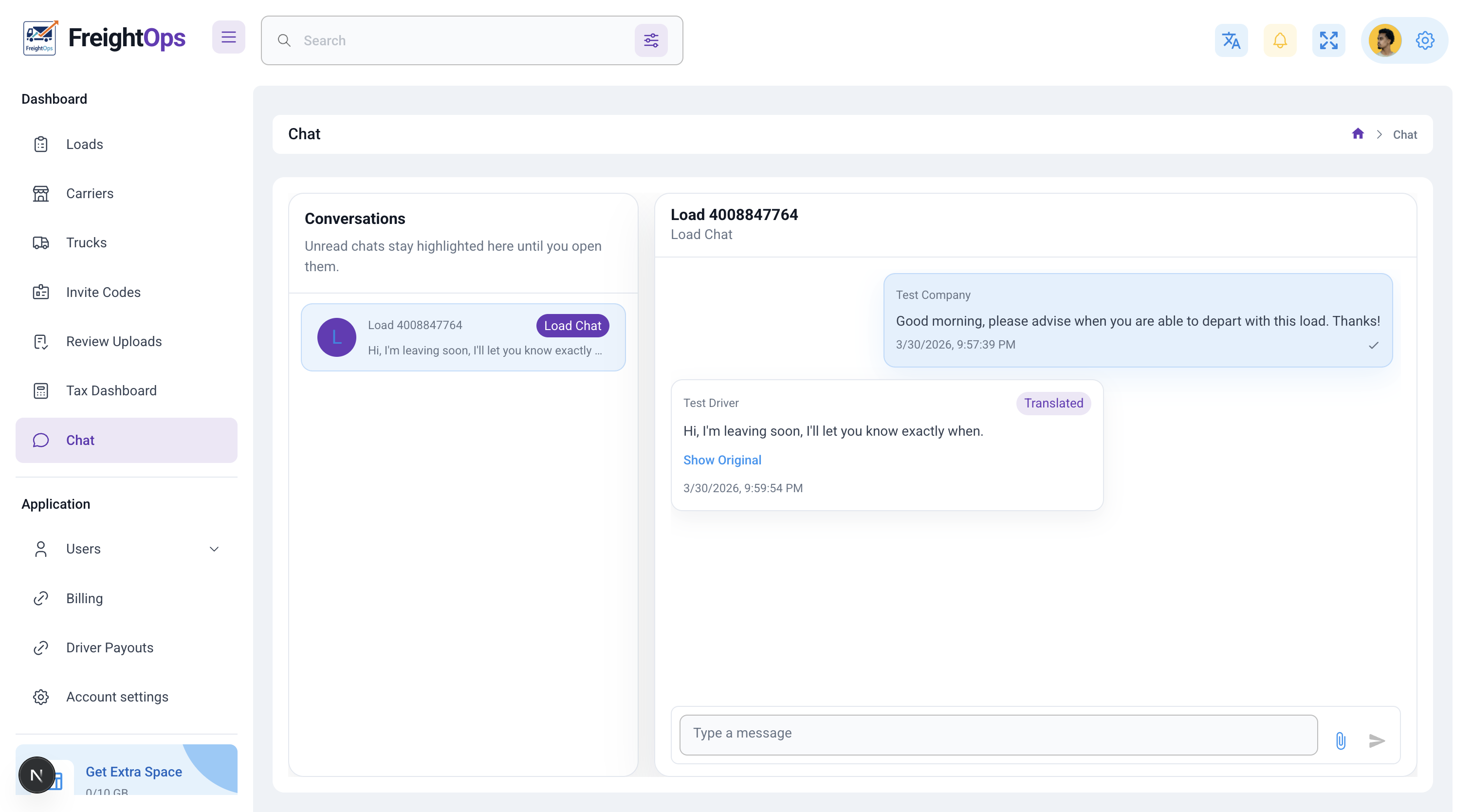 Multilingual operational chat